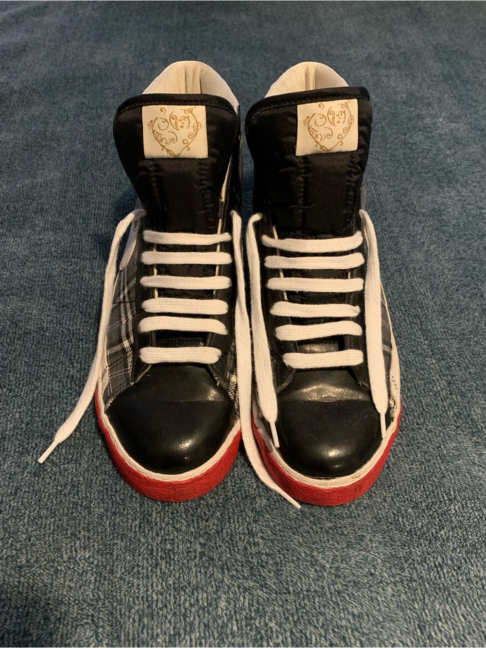 Retro Nike Black White Red plaid High-Top Sneakers